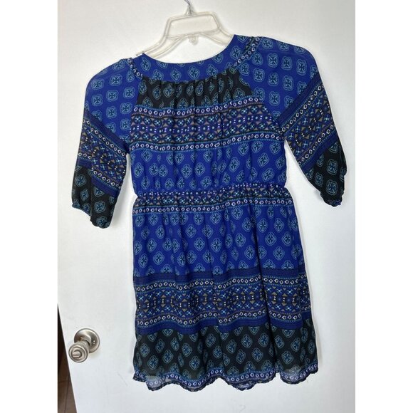 Route 66 Girls Blue Patterned Boho Dress Size L 10/12 - Picture 2 of 6